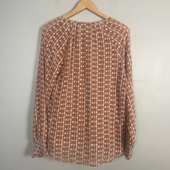 Walter Baker Women Brown Long Sleeve Pheasant Blouse Top Tunic SZ Medium - Picture 6 of 7